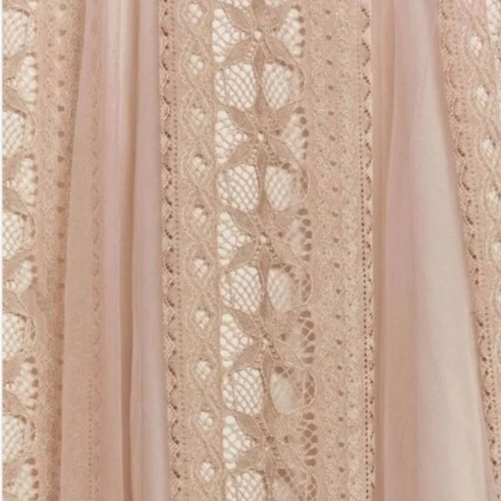 Noela Japan Pink High-Waisted Sheer Lace Patchwork Versatile Midi Skirt Size S